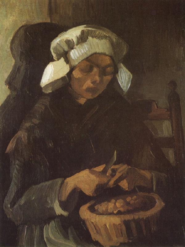 Vincent Van Gogh Peasant Woman Peeling Potatos (nn04) oil painting image
